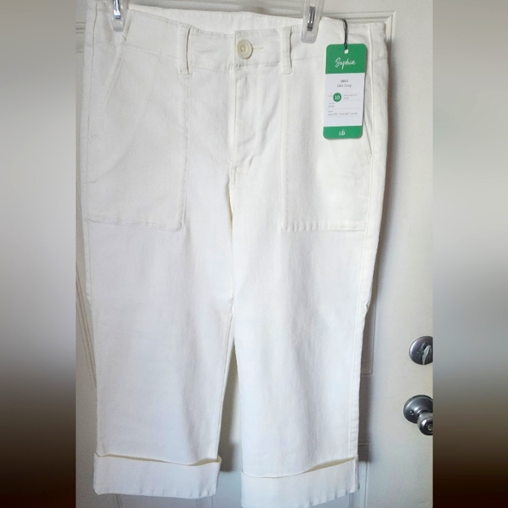 Cabi crop pants, white, size 10